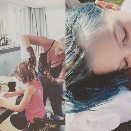 Pink Dyes Daughter S Hair Blue After Jessica Simpson Gets Mommy Shamed Over 7 Year Old S Colored Celebritytalker